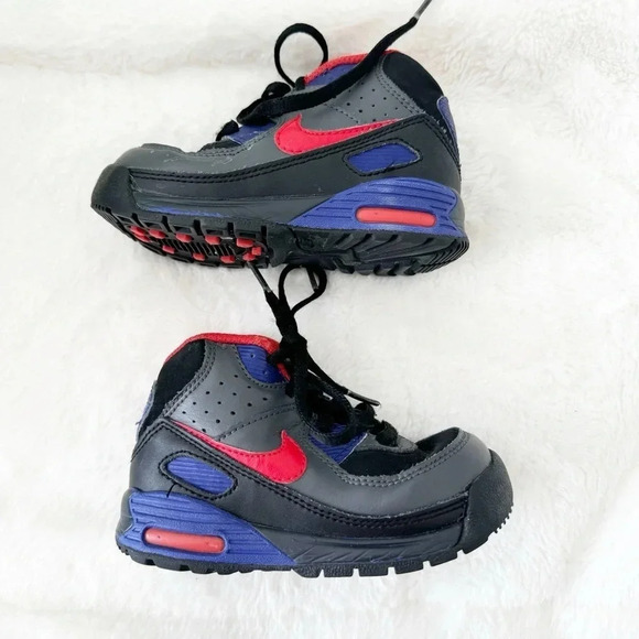 Nike Air Max 90 boys black and red hi top sneakers size 7 - Picture 1 of 7